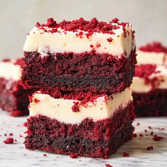 Red velvet brownies close-up
