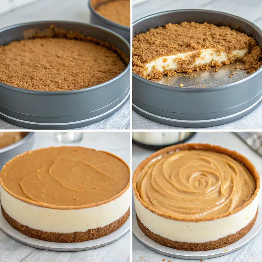 step-by-step biscoff cheesecake no bake process