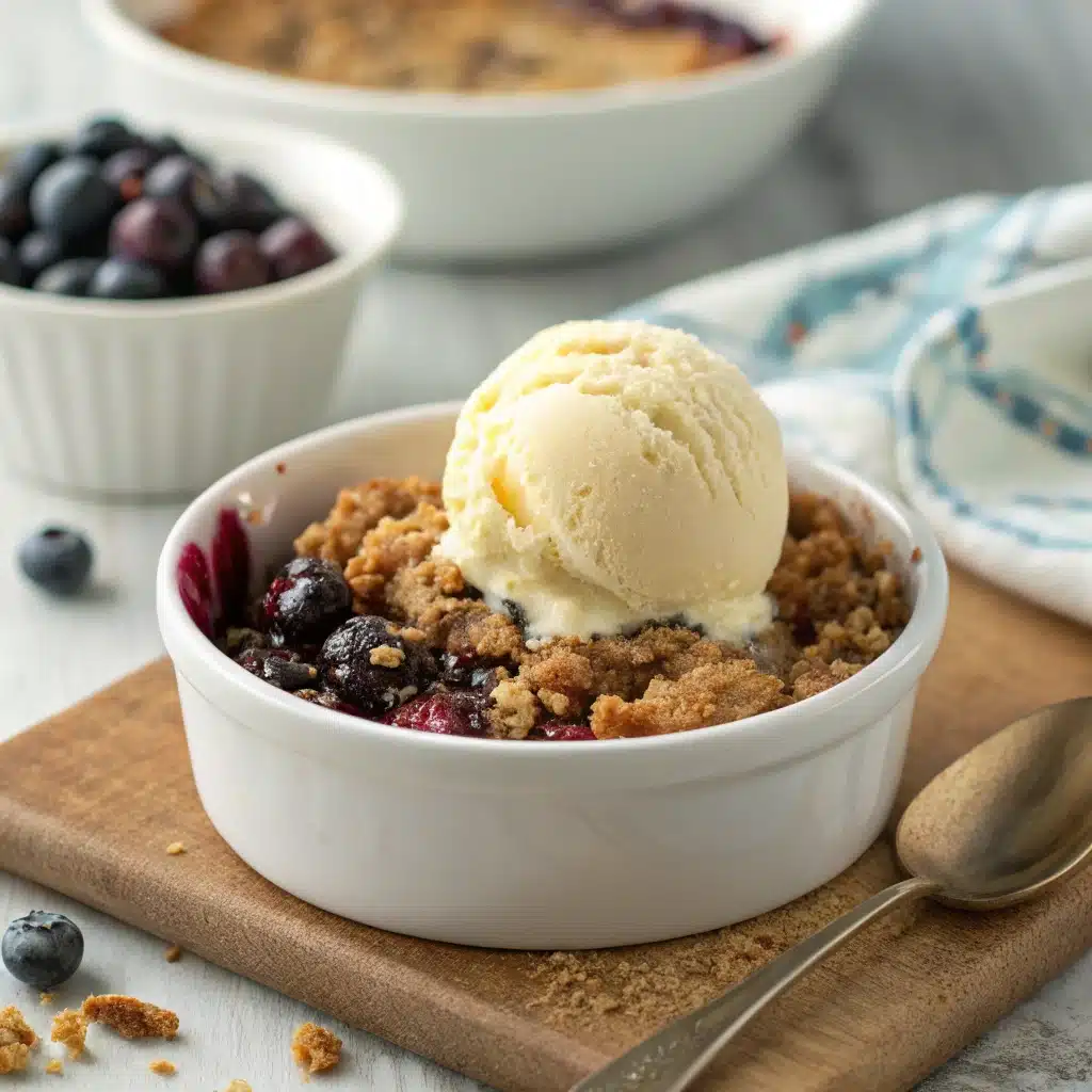 blueberry crumble gluten free with ice cream