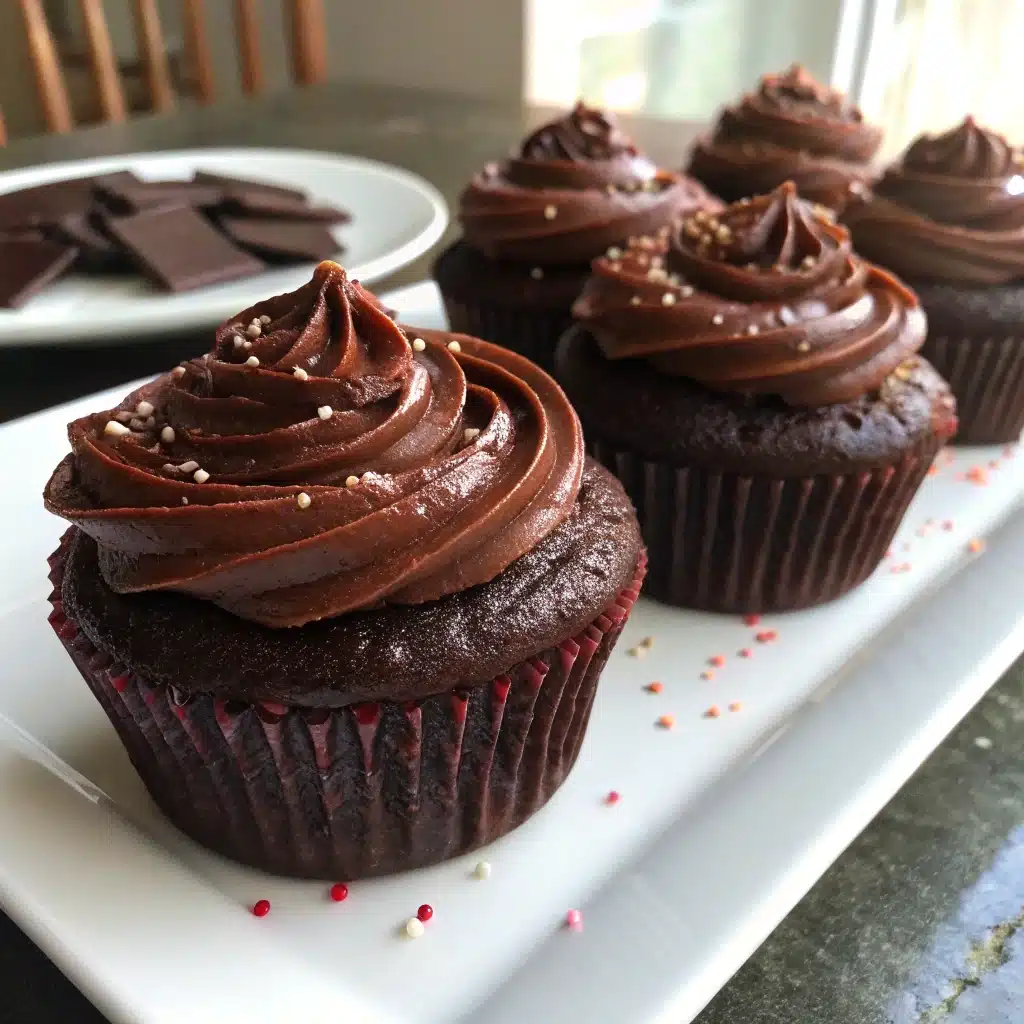 chocolate vegan and gluten-free cupcakes with frosting