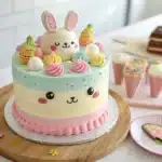 labubu ice cream cake decorated with fondant and pastel layers