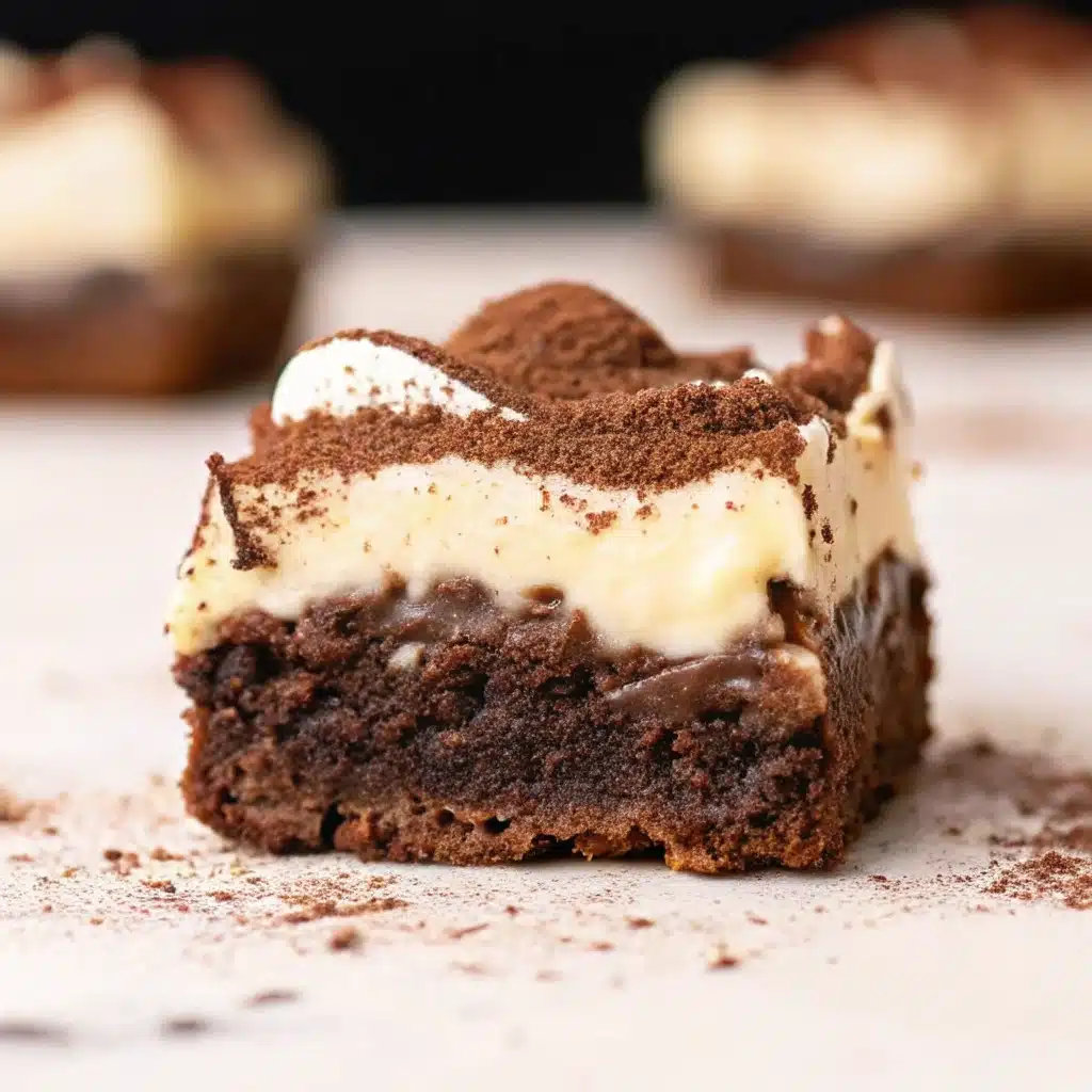Tiramisu Brownies with cocoa topping