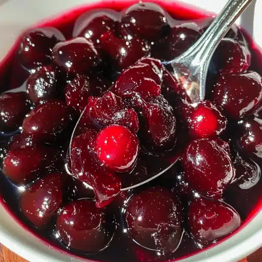 Cherry compote in a glass