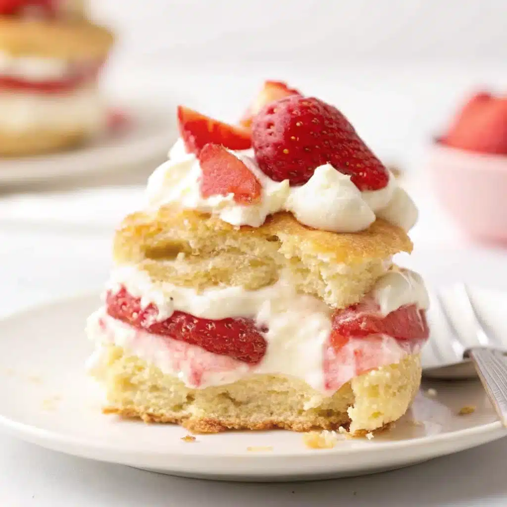 Healthier strawberry shortcake with Greek yogurt topping
