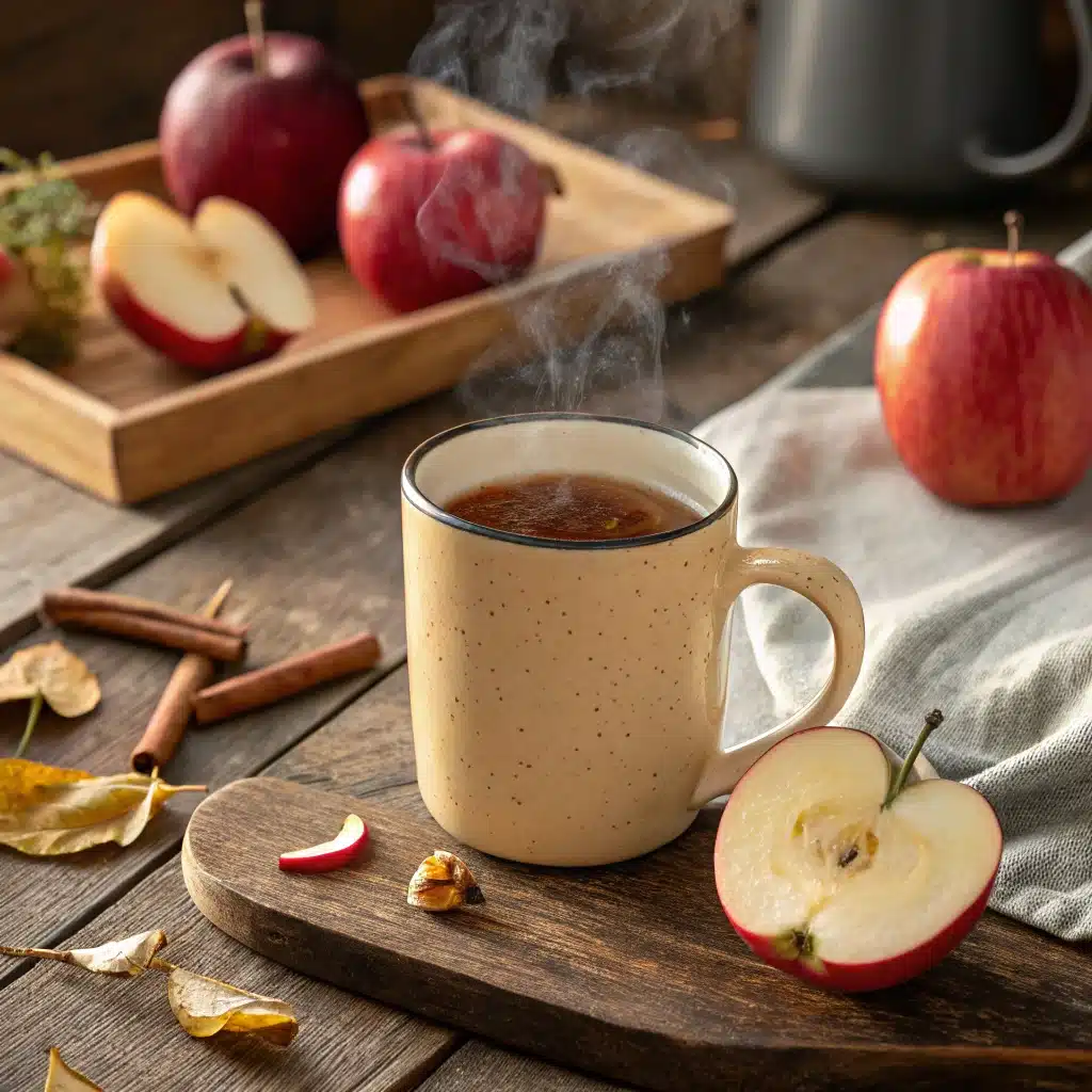 Apple Peel Tea Recipe for Weight Loss in a rustic kitchen setup