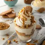 Biscoff Ice Cream sundae with cookie and caramel