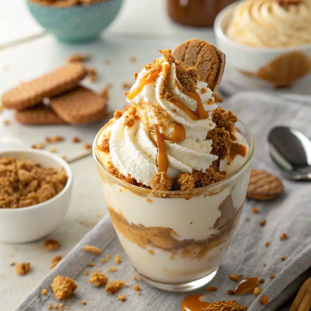 Biscoff Ice Cream sundae with cookie and caramel