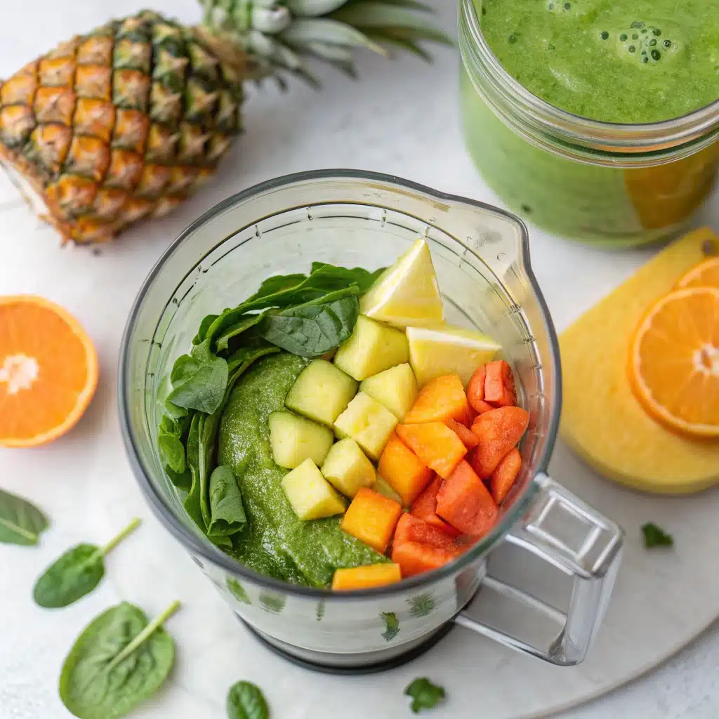 Blending Detox Island Green Smoothie at home