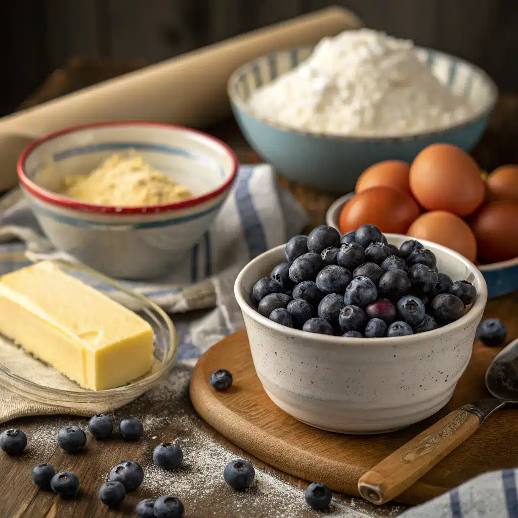 Ingredients for blueberry dump cake