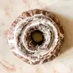 Moist chocolate donut cake with ganache glaze