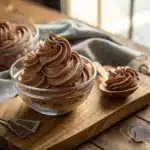 Chocolate whipped cream in a glass bowl