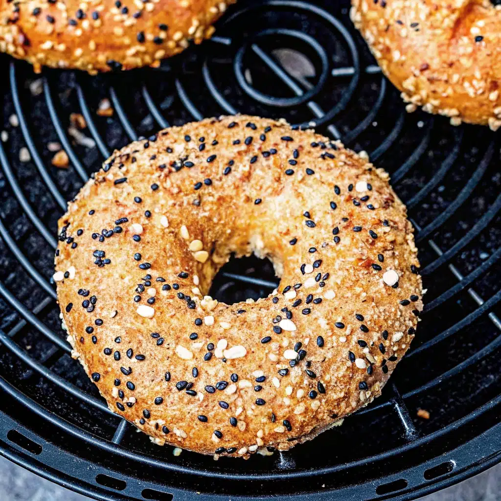 Close-up of a low-calorie cottage cheese bagel