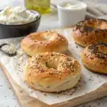 Freshly baked cottage cheese bagels recipe with golden crust