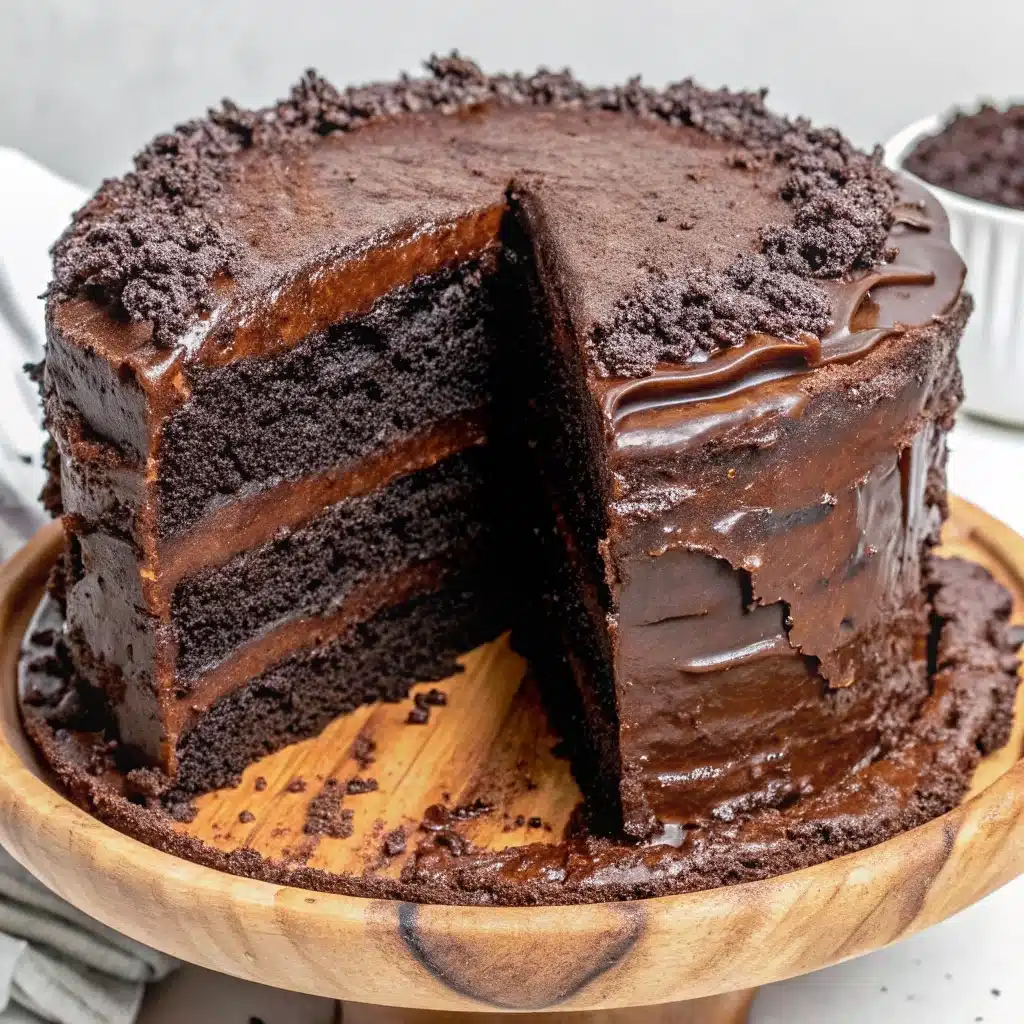 finished death by chocolate cake with decoration