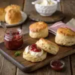fresh-baked-scones-on-wooden-table