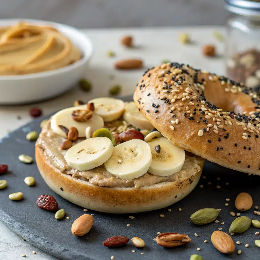 High-protein toppings on bagels made with Greek yogurt