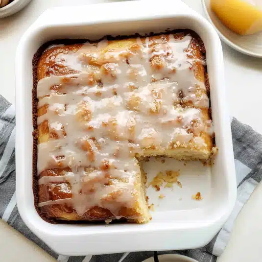 Moist Honey Bun Cake with Cinnamon Swirl and Glaze