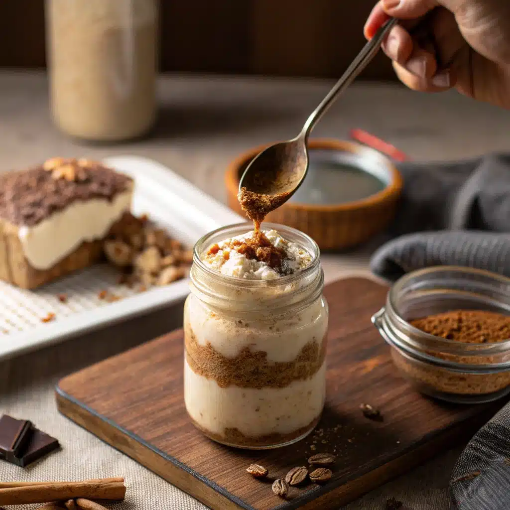 Layering Tiramisu Overnight Oats step by step