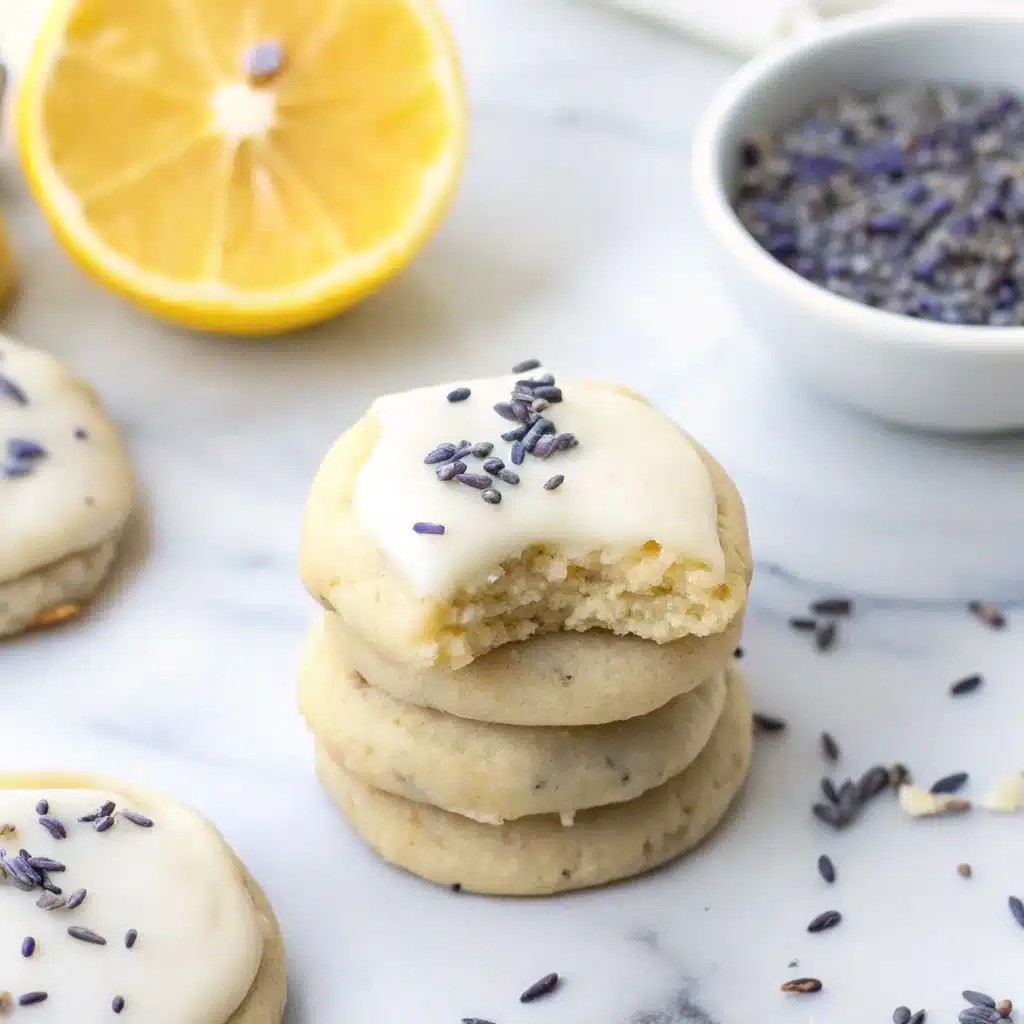 Lemon Lavender Cookies on rustic plate with fresh lemon zest