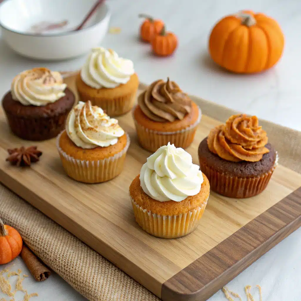 Mini versions of pumpkin spice cupcakes