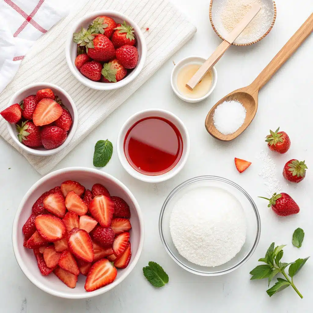 Ingredients for strawberry simple syrup