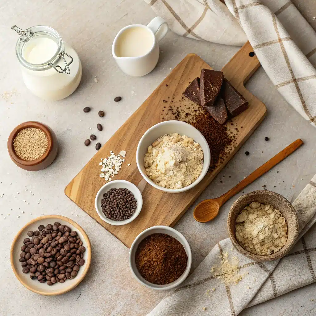 Ingredients for Tiramisu Overnight Oats on a table