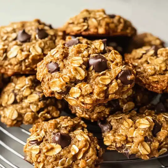 chewy 3‑ingredient oatmeal cookies with chocolate chips