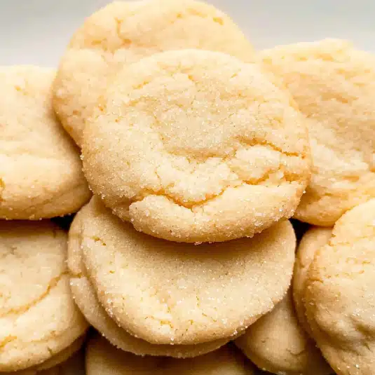 Freshly baked 3 Ingredient Sugar Cookies on cooling rack