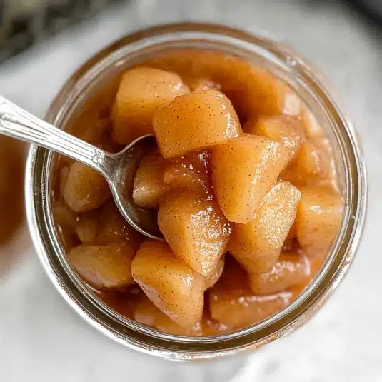 Homemade apple compote with cinnamon in a white bowl