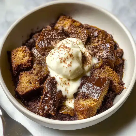 Chocolate Bread Pudding baked to perfection