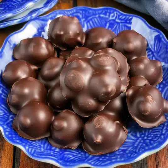Chocolate covered blueberries in bowl