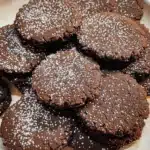 Chocolate Shortbread Cookies freshly baked on rustic table