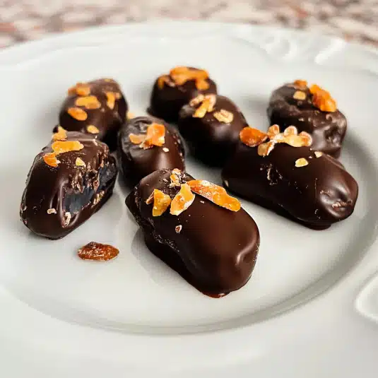 Assorted chocolate covered dates with gourmet toppings