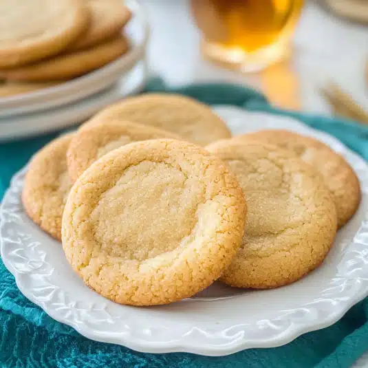 honey cookies stacked on a table