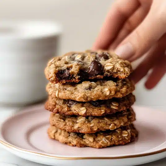 oatmeal raisin chocolate chip cookies stacked