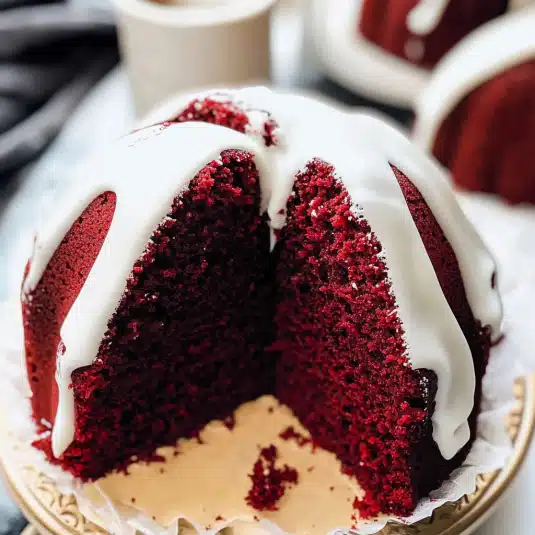 mini red velvet bundt cakes with powdered sugar