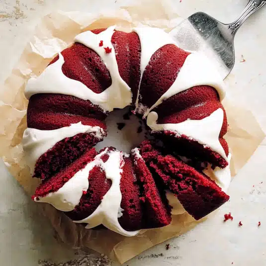 red velvet bundt cakes with powdered sugar