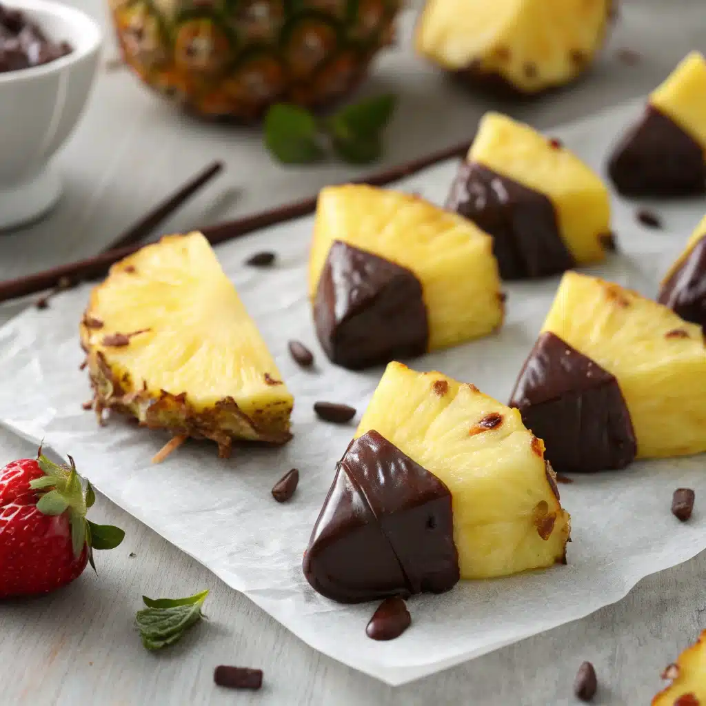 Chocolate covered pineapple dipped in dark chocolate