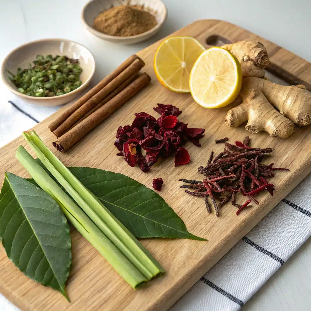 Costa Rican tea recipe ingredients displayed