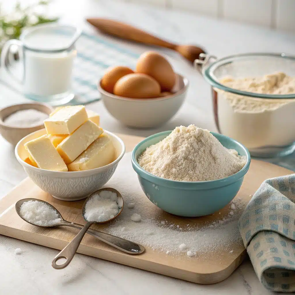 ingredien for 3 ingredient sugar cookie dough into balls