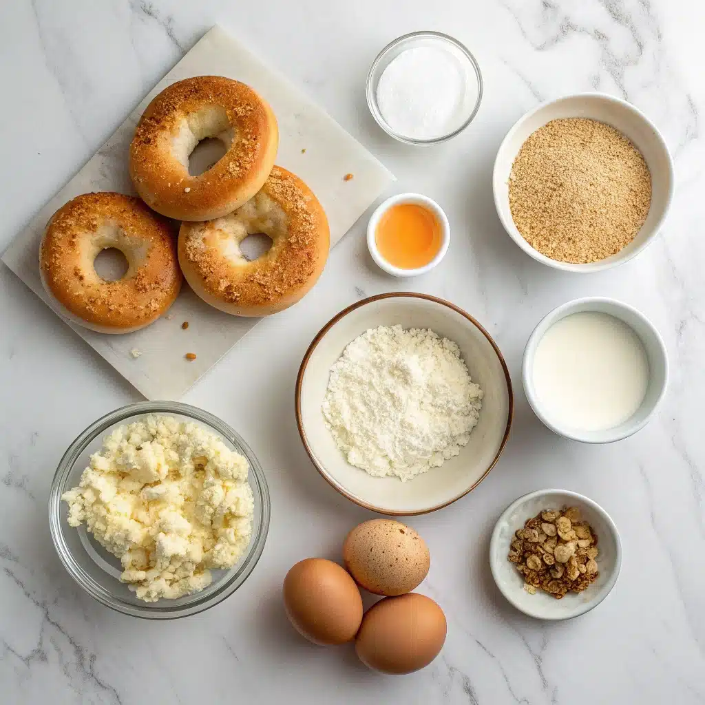 Keto bagel ingredients like almond flour and cottage cheese