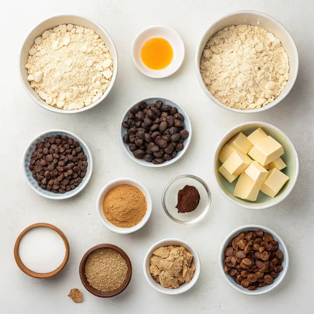 oatmeal raisin chocolate chip cookies ingredients flat lay