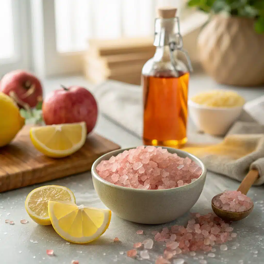 Pink Salt Diet Recipe ingredients flat lay