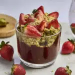 Strawberry Dubai Chocolate Cup with Pistachio and Ganache in Glass